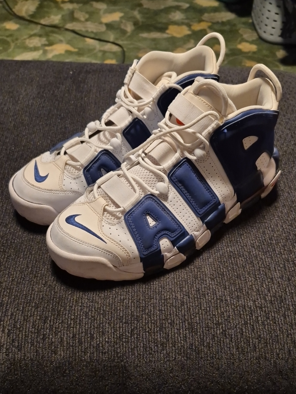 Nike Kids White and Blue High-Top Sneakers